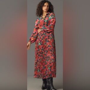 Farm Rio for Anthropologie Floral Pleated Maxi Dress Size Small Retail $238